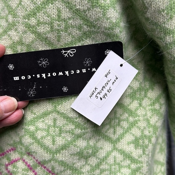 Neckworks  pullover 50 wool 40angora spring colors geometric design NWT. - Picture 11 of 17